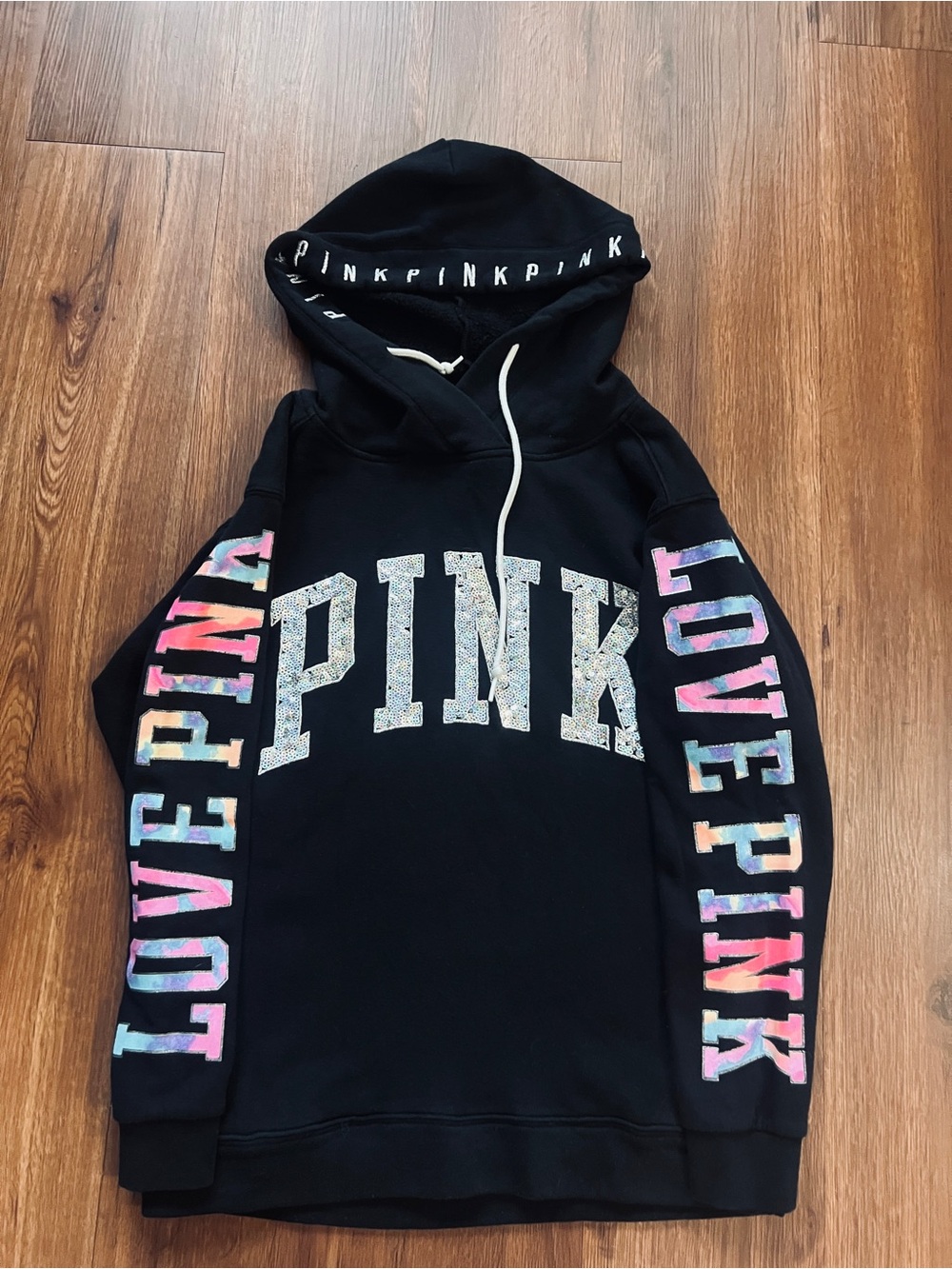 VS PINK RARE BLING WATERCOLOR HOODIE XS - Picture 8 of 12